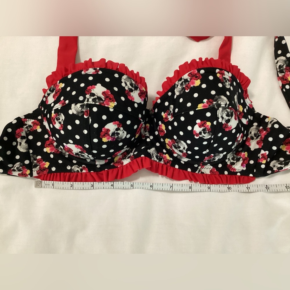 Polka dot skull print bikini top